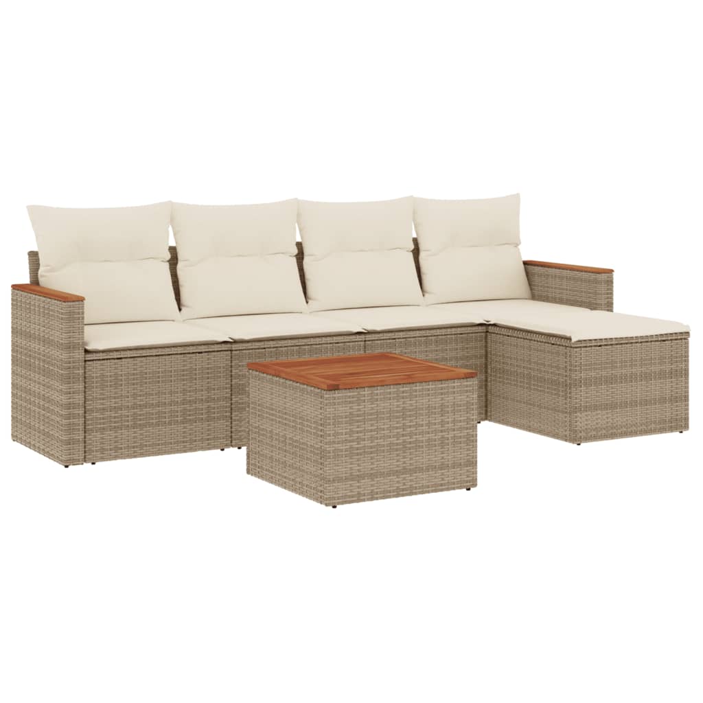 Set canapele de grădină cu perne, 6 piese, bej, poliratan GartenMobel Dekor