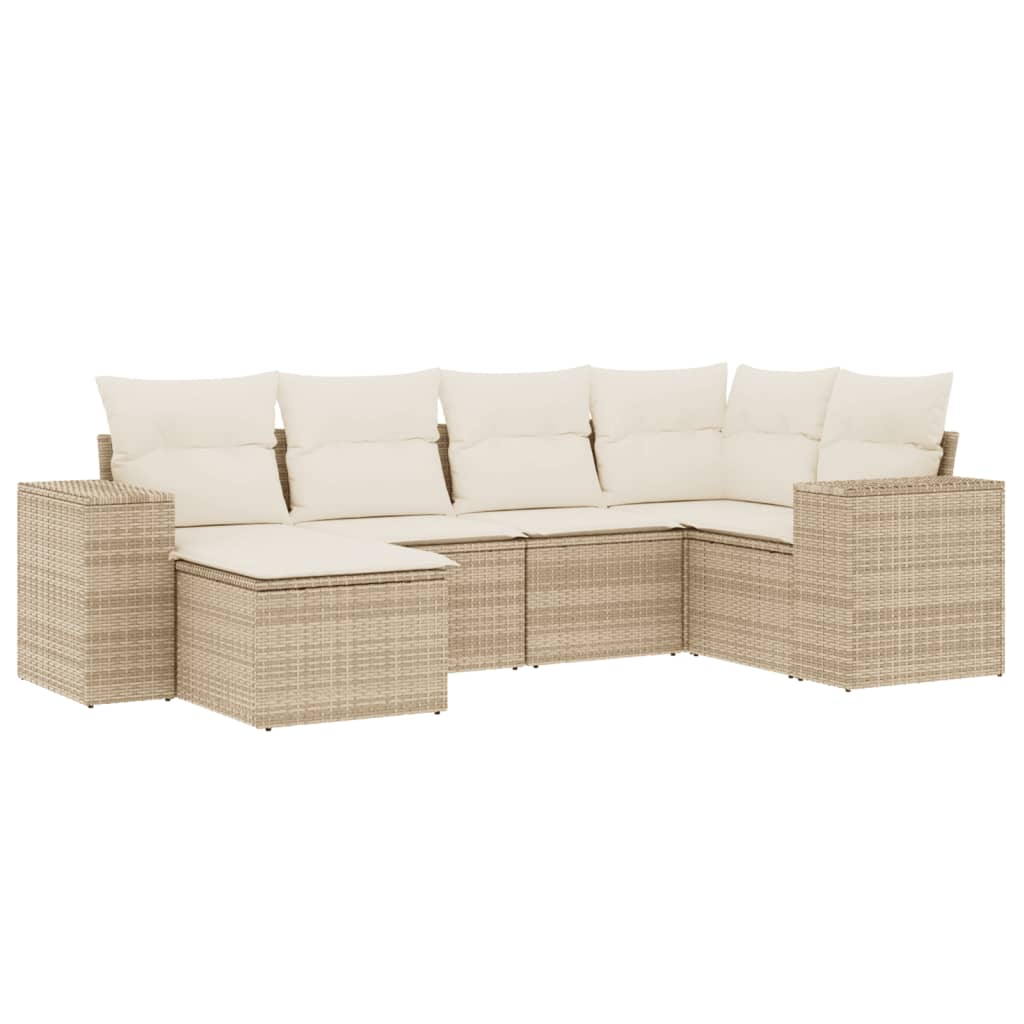 Set canapele de grădină cu perne, 6 piese, bej, poliratan GartenMobel Dekor