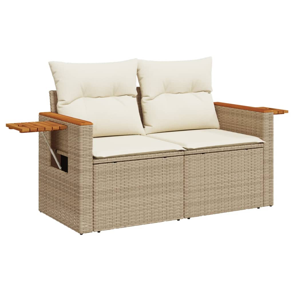 Set canapele de grădină, 8 piese, cu perne, bej, poliratan GartenMobel Dekor