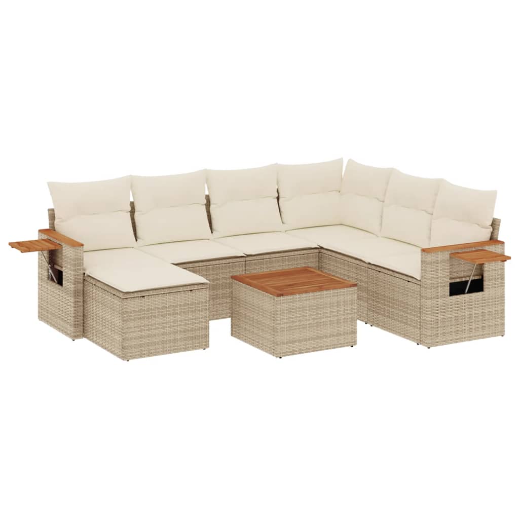Set canapele de grădină, 8 piese, cu perne, bej, poliratan GartenMobel Dekor