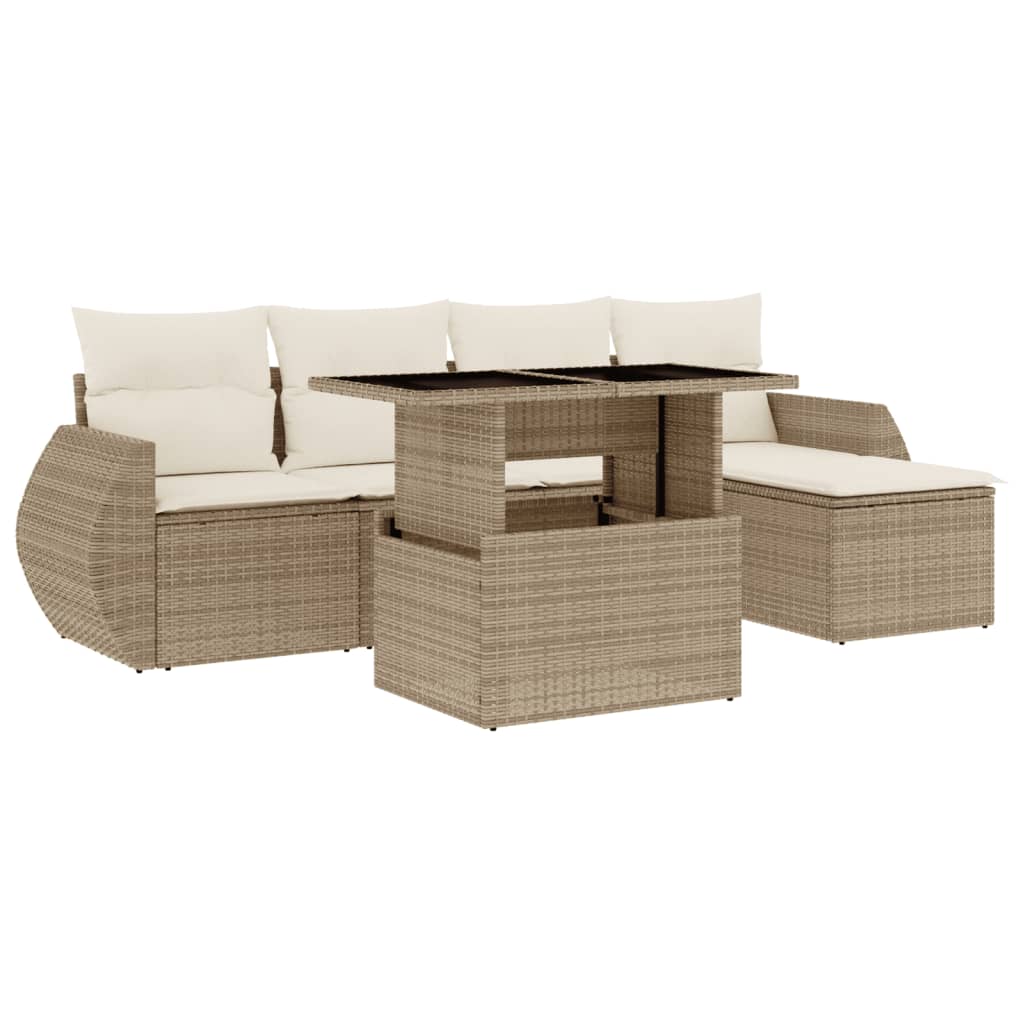 Set canapele de grădină cu perne, 6 piese, bej, poliratan GartenMobel Dekor