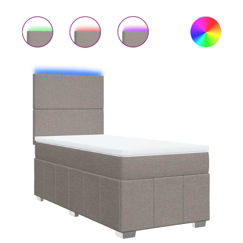 Pat box spring cu saltea, gri taupe, 80x200 cm, textil GartenMobel Dekor