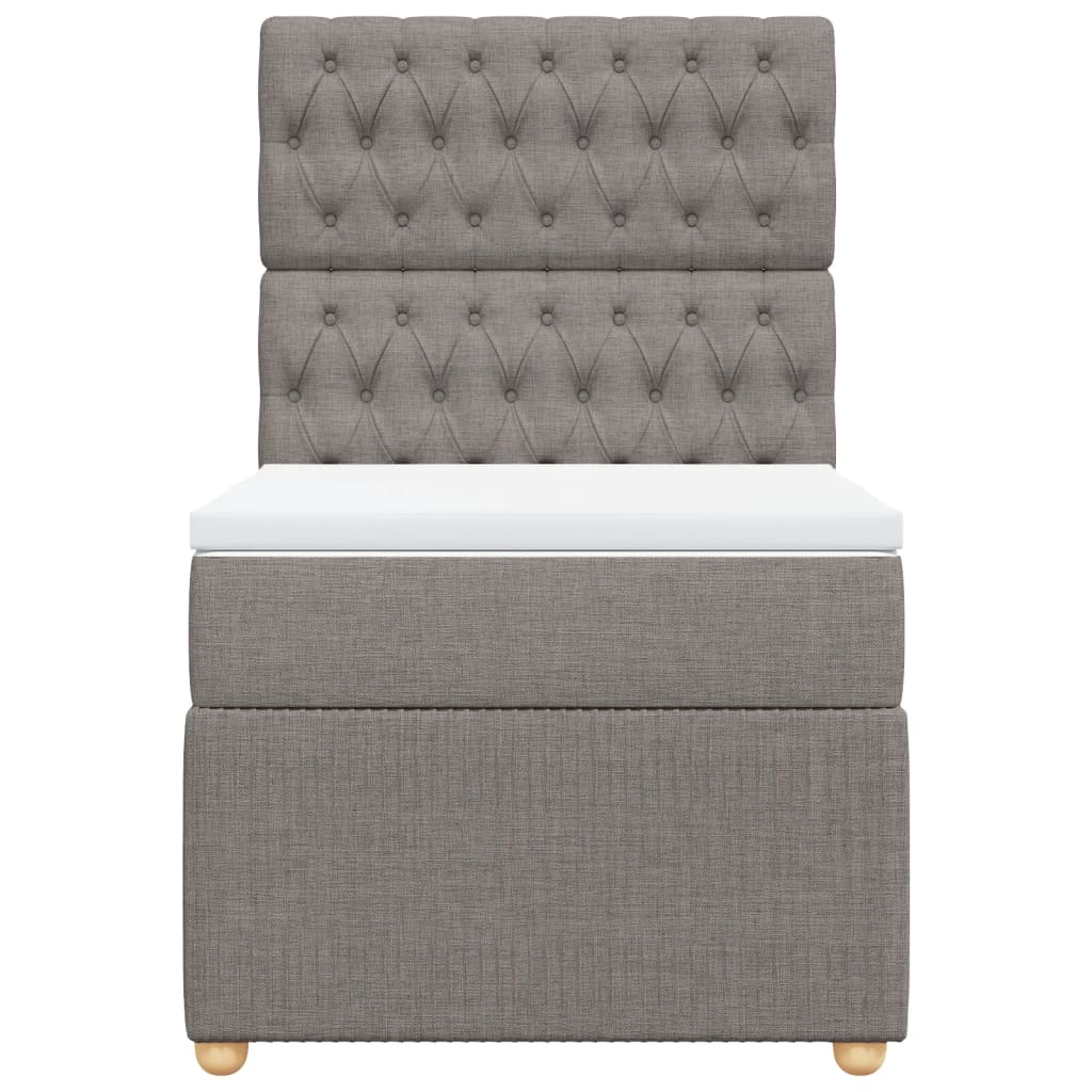 Pat box spring cu saltea, gri taupe, 80x200 cm, textil GartenMobel Dekor