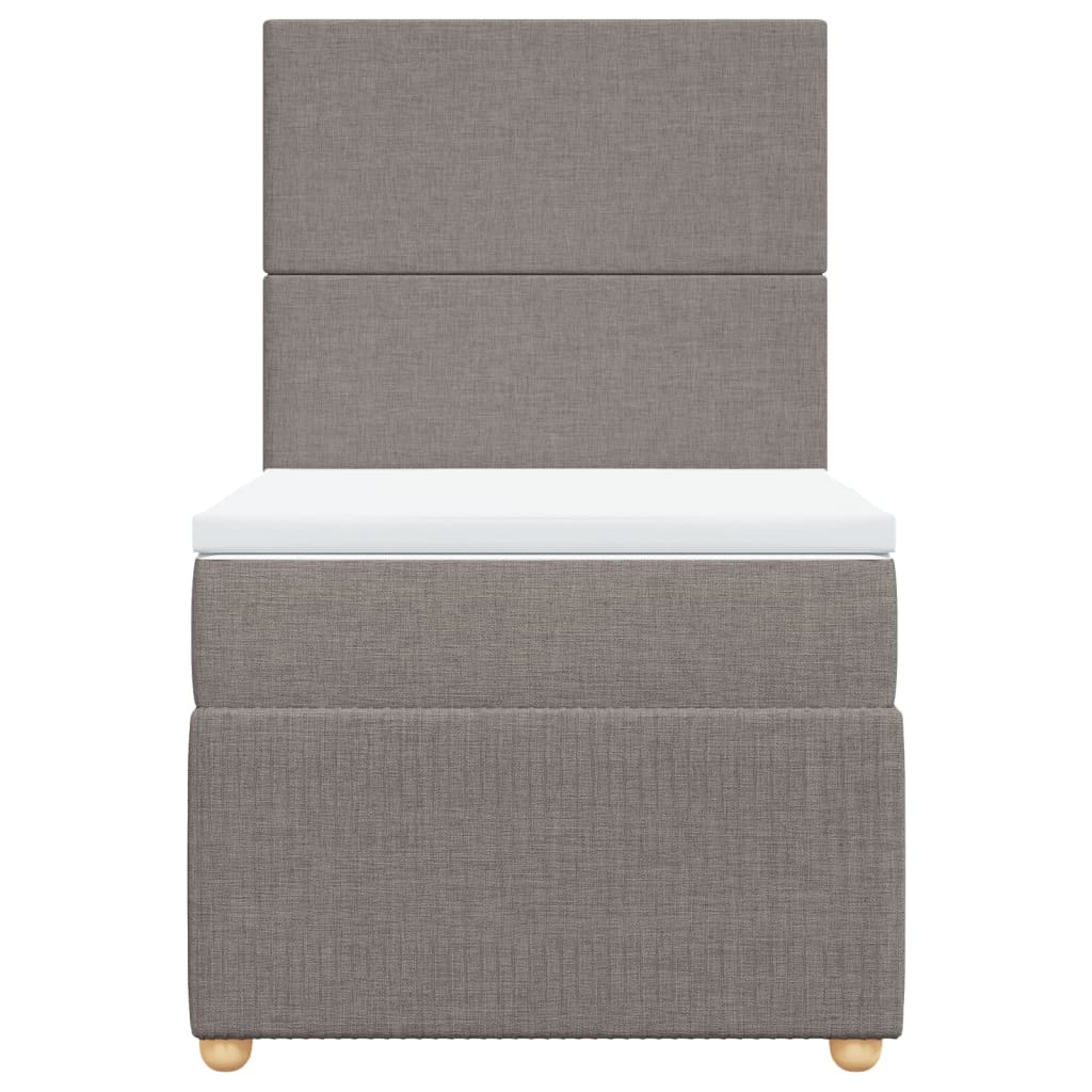 Pat box spring cu saltea, gri taupe, 80x200 cm, textil GartenMobel Dekor