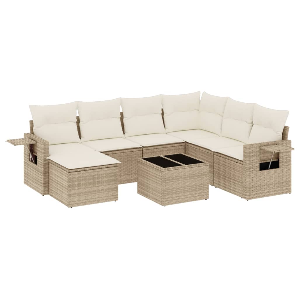 Set canapele de grădină, 8 piese, cu perne, bej, poliratan GartenMobel Dekor