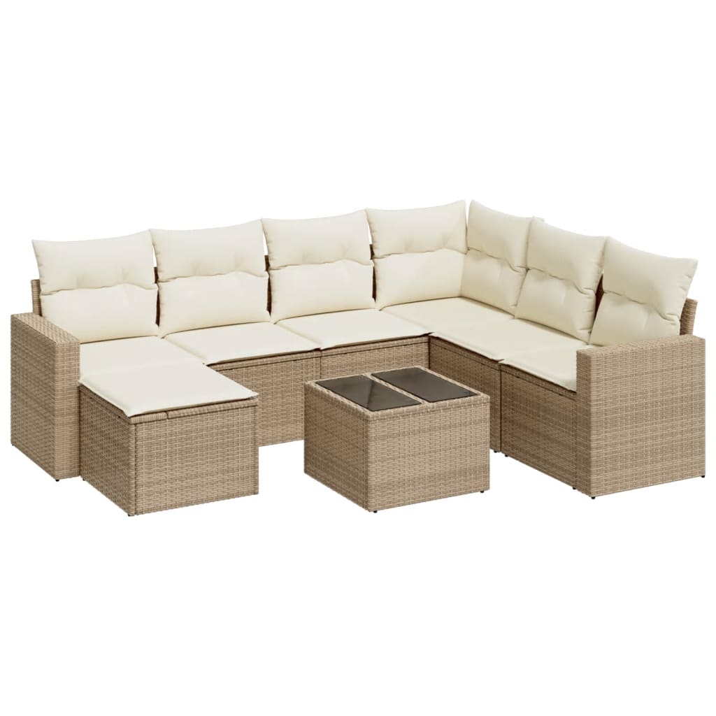 Set canapele de grădină, 8 piese, cu perne, bej, poliratan GartenMobel Dekor