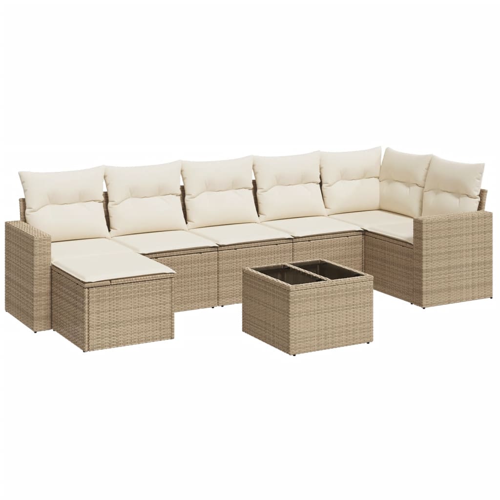 Set canapele de grădină, 8 piese, cu perne, bej, poliratan GartenMobel Dekor
