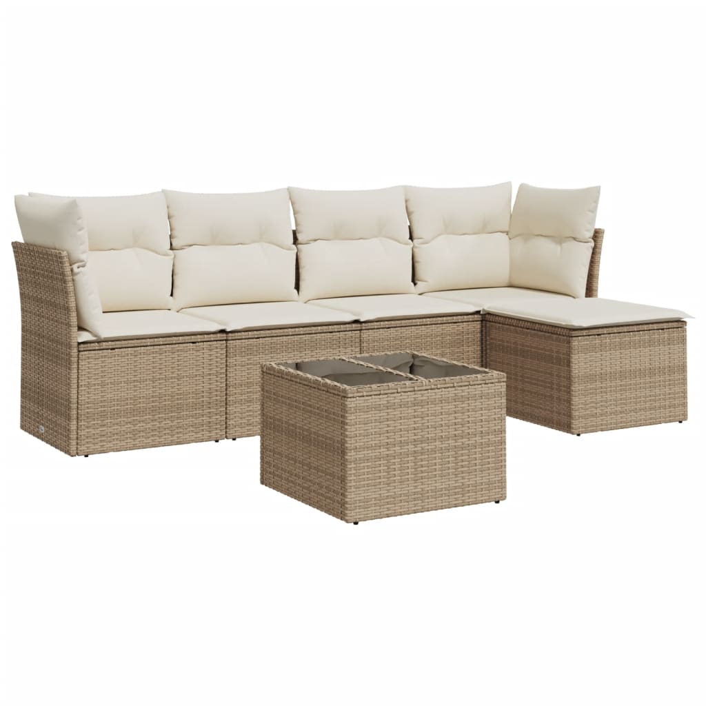Set canapele de grădină cu perne, 6 piese, bej, poliratan GartenMobel Dekor
