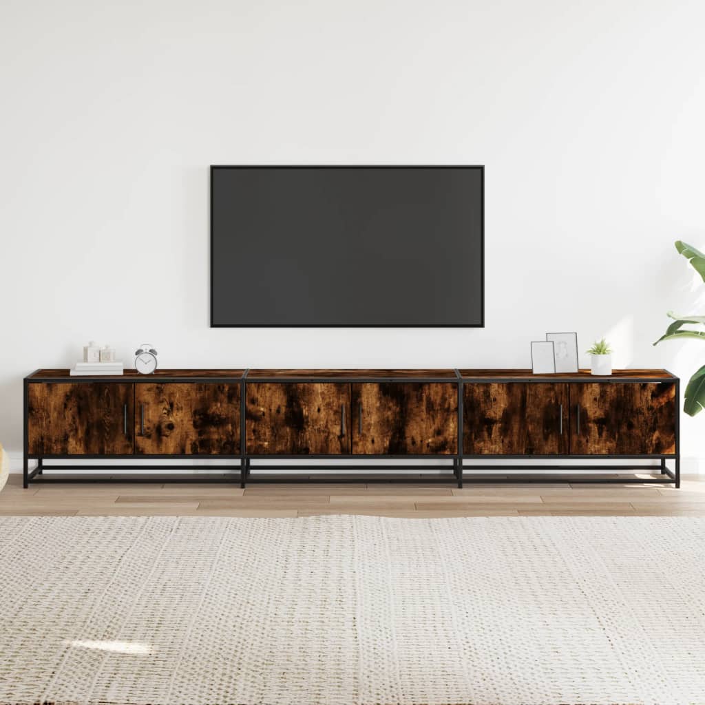 Comodă TV, stejar fumuriu, 240x35x41 cm, lemn prelucrat GartenMobel Dekor