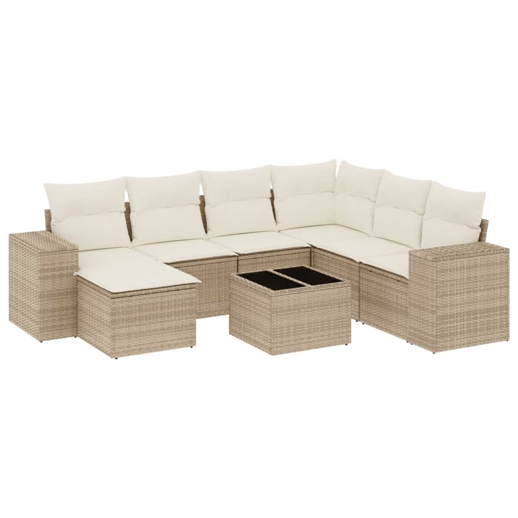 Set canapele de grădină, 8 piese, cu perne, bej, poliratan GartenMobel Dekor