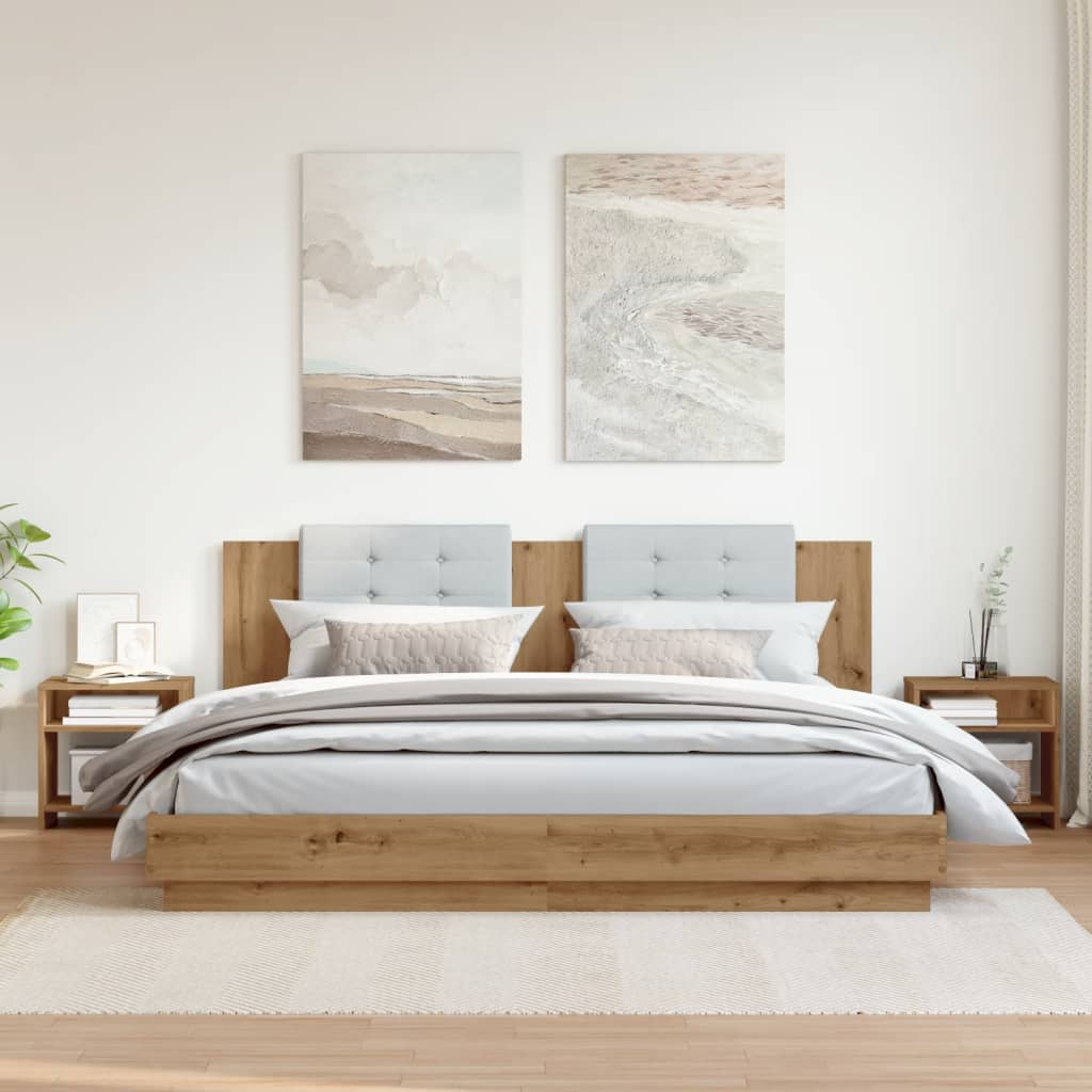 Noptiere, 2 buc., stejar artizanal, 40x30x40 cm, lemn prelucrat GartenMobel Dekor