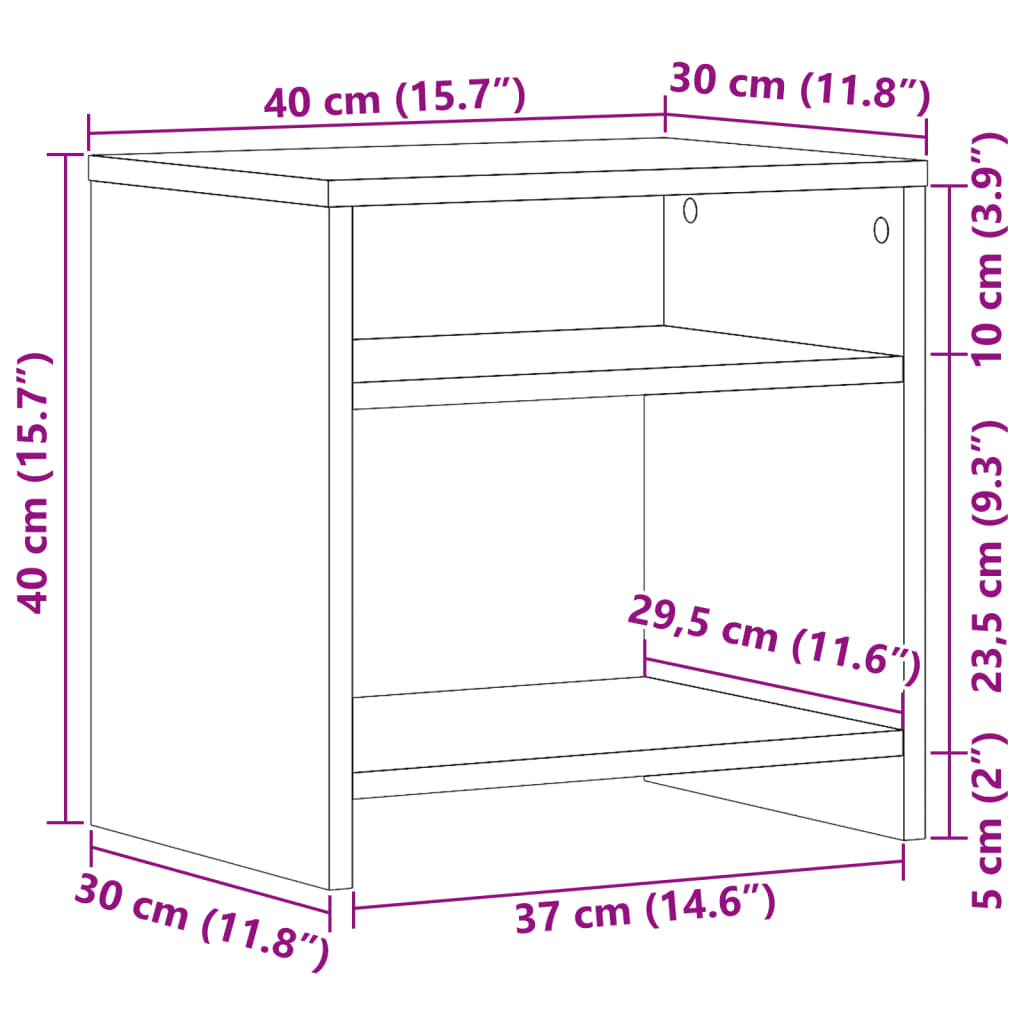 Noptiere, 2 buc., stejar artizanal, 40x30x40 cm, lemn prelucrat GartenMobel Dekor
