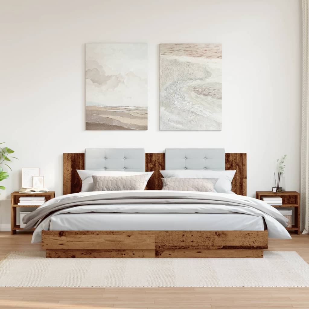 Noptiere, 2 buc, lemn învechit, 40x30x40 cm, lemn prelucrat GartenMobel Dekor