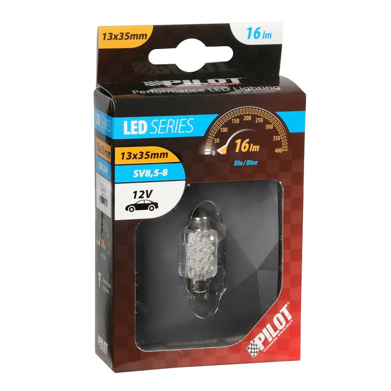 Bec LED 12V - 13x35mm - 8LED Sofit SV85-8 1buc - Albastru Garage AutoRide