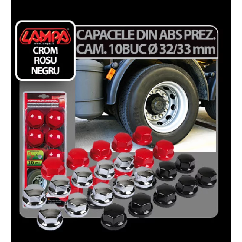 Capacele ABS prezoane camion 10buc - Ø 32/33mm - Crom Garage AutoRide