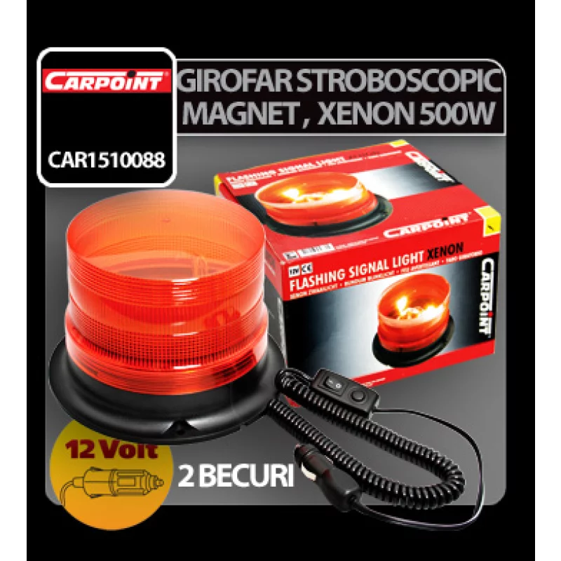 Girofar stroboscopic galben cu magnet xenon 500W 12V Garage AutoRide