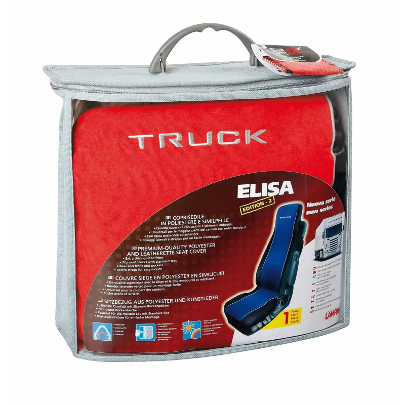 Husa scaun camion Elisa-2 poliester/imit. piele 1buc - Rosu/Negru Garage AutoRide