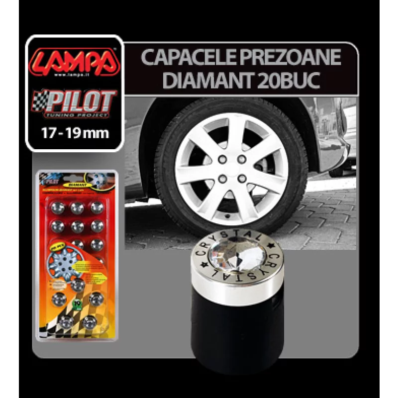 Ornamente prezoane Diamant 20buc - Hex 19mm - Crom - Resigilat Garage AutoRide