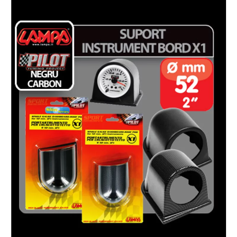 Suport instrument bord X1 (52mm) - Negru Garage AutoRide