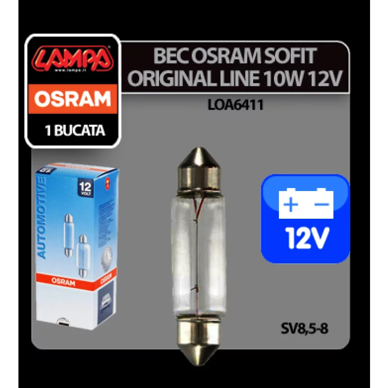 Bec Original Line 12V - 11x41mm - 10W Sofit SV85-8 1buc Osram Garage AutoRide