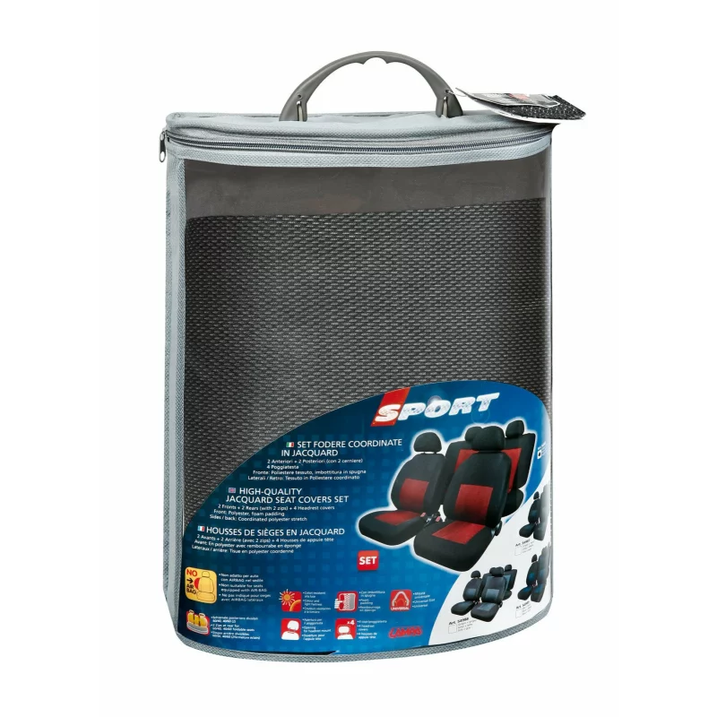 Huse scaun Sport 8buc jacquard high-quality - Gri/Negru Garage AutoRide