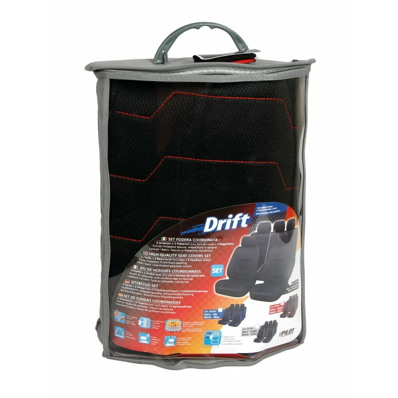 Huse scaun high-quality Drift 9buc - Negru/Rosu Garage AutoRide