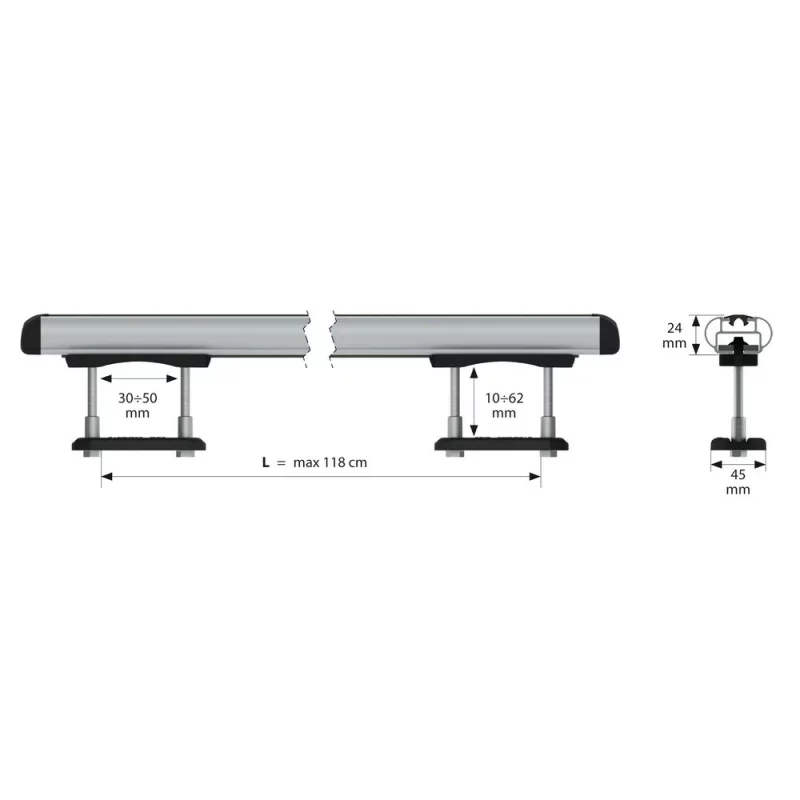 Set suporti portbagaj complet Kuma din aluminiu montaj pe bare longitudinale 2buc - L - 129cm Garage AutoRide