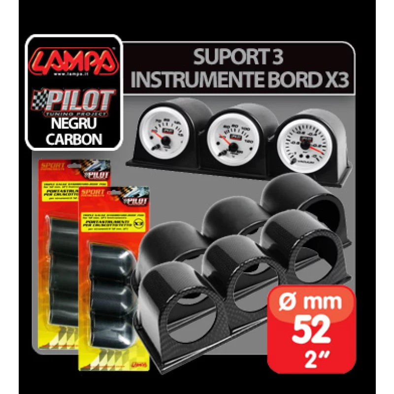 Suport 3 instrumente bord X3 (52mm) - Carbon Garage AutoRide