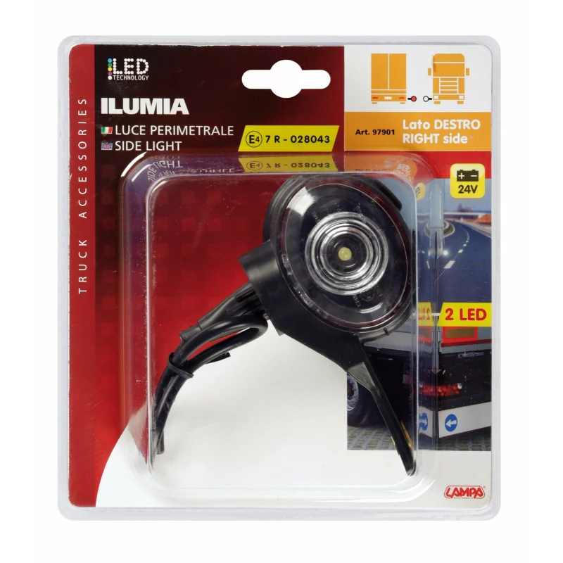 Lampa gabarit camion Ilumia cu 2 LED-uri 24V - Alb/Rosu - Dreapta Garage AutoRide