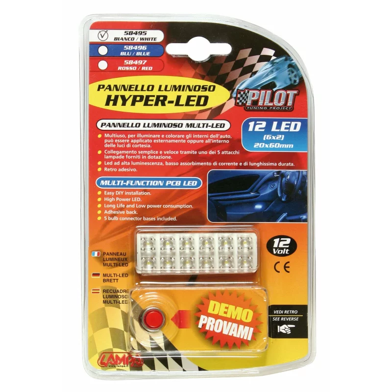 Panou cu 12 Hyper-Led 20x60mm - 12V - Alb Garage AutoRide