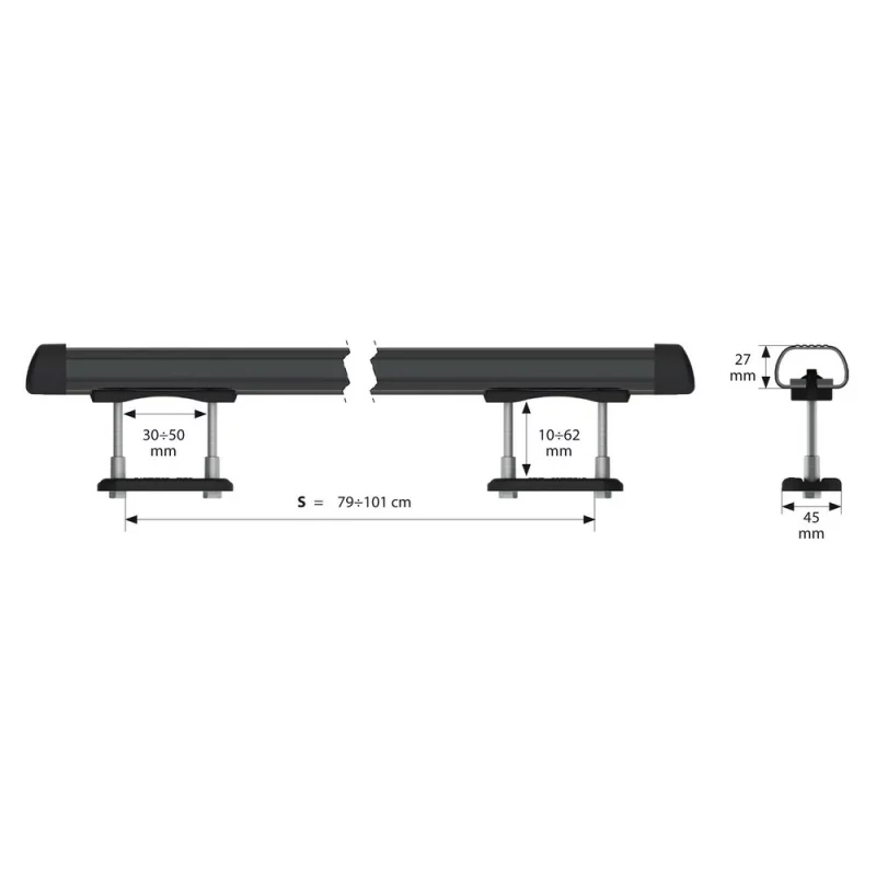 Set suporti portbagaj complet Club din otel montaj pe bare longitudinale 2buc - S - 110cm Garage AutoRide