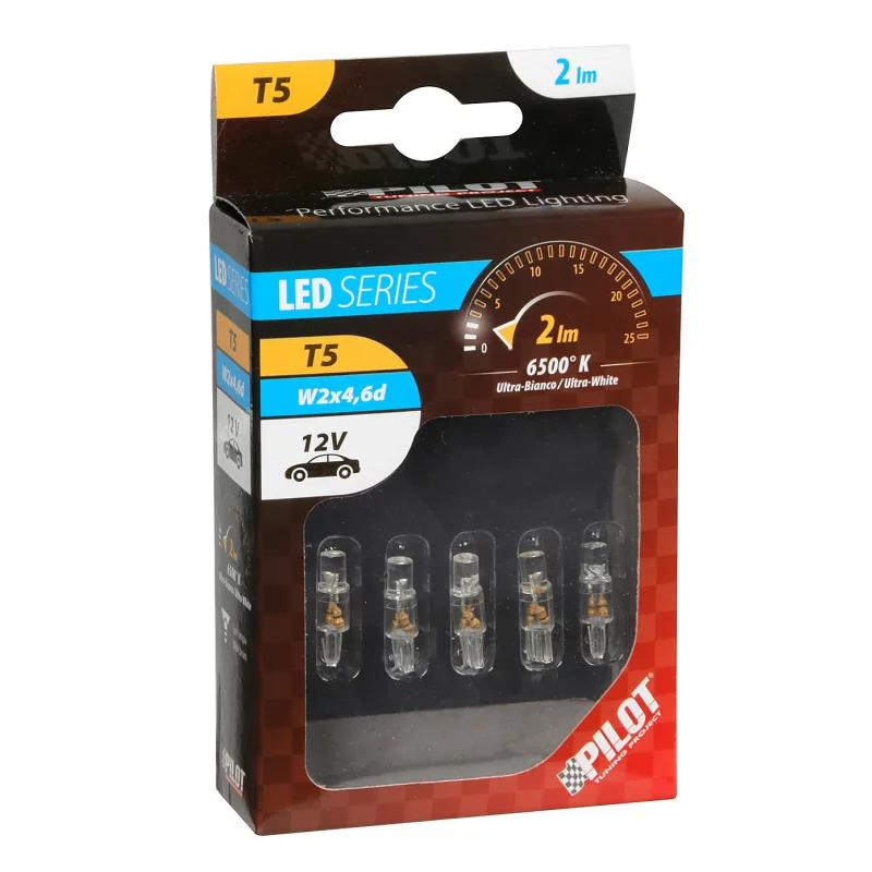 Bec tip LED 12V iluminat bord soclu pl. T5 W2x46d 5buc- Alb Garage AutoRide