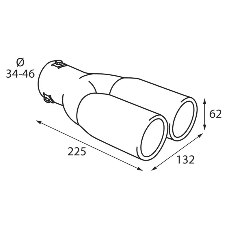 Ornament toba esapament dublu TS-26 din otel inoxidabil lustruit sunet sport racordare Ø34-46mm Garage AutoRide