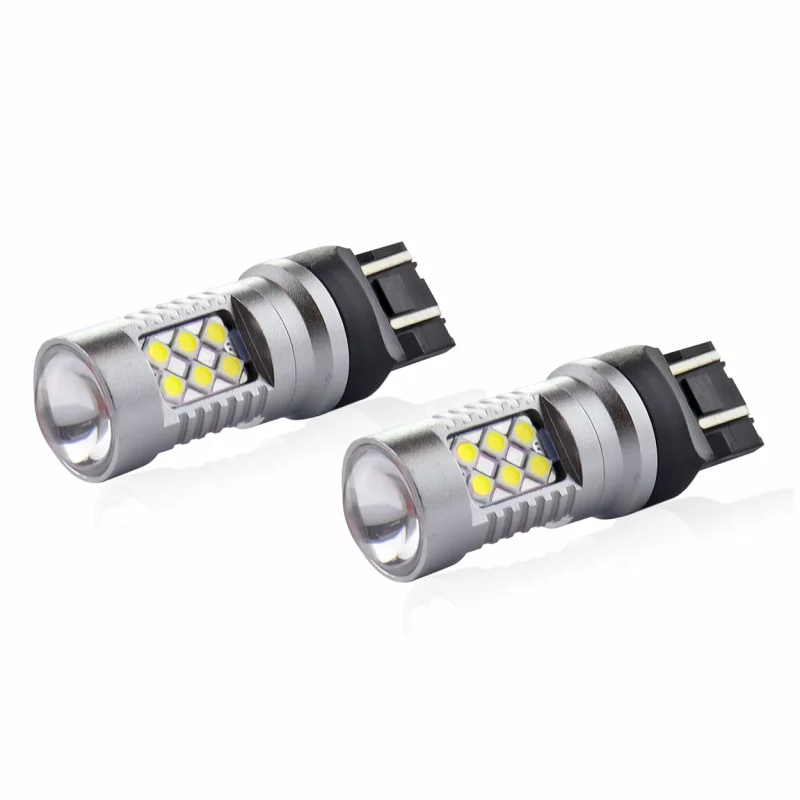 Bec Led 24SMD 3030 12/24V Pozitie frana 7443 W21/5W T20 Canbus 2buc - Alb Garage AutoRide