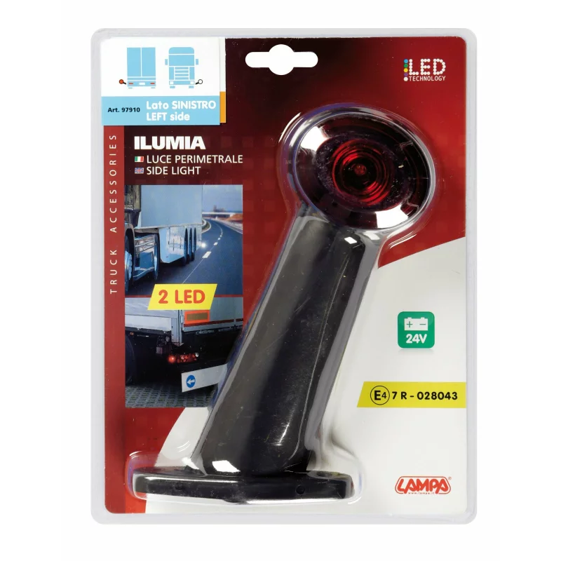 Lampa gabarit camion Ilumia cu brat 60° - cu 2 LED-uri 24V - Alb/Rosu - Stanga Garage AutoRide