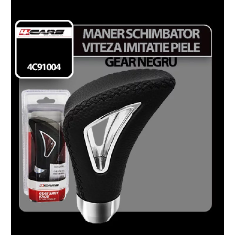 Maner schimbator viteza imitatie piele Gear negru 4Cars Garage AutoRide