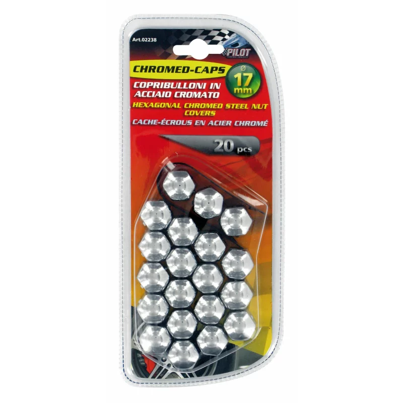 Ornamente prezoane metal cromat 20buc - Hex 17mm - Crom Garage AutoRide