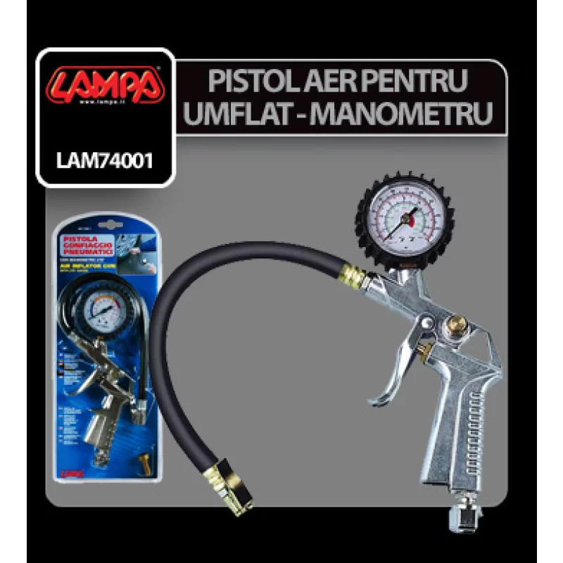 Pistol aer pentru umflat cu manometru profesional Garage AutoRide