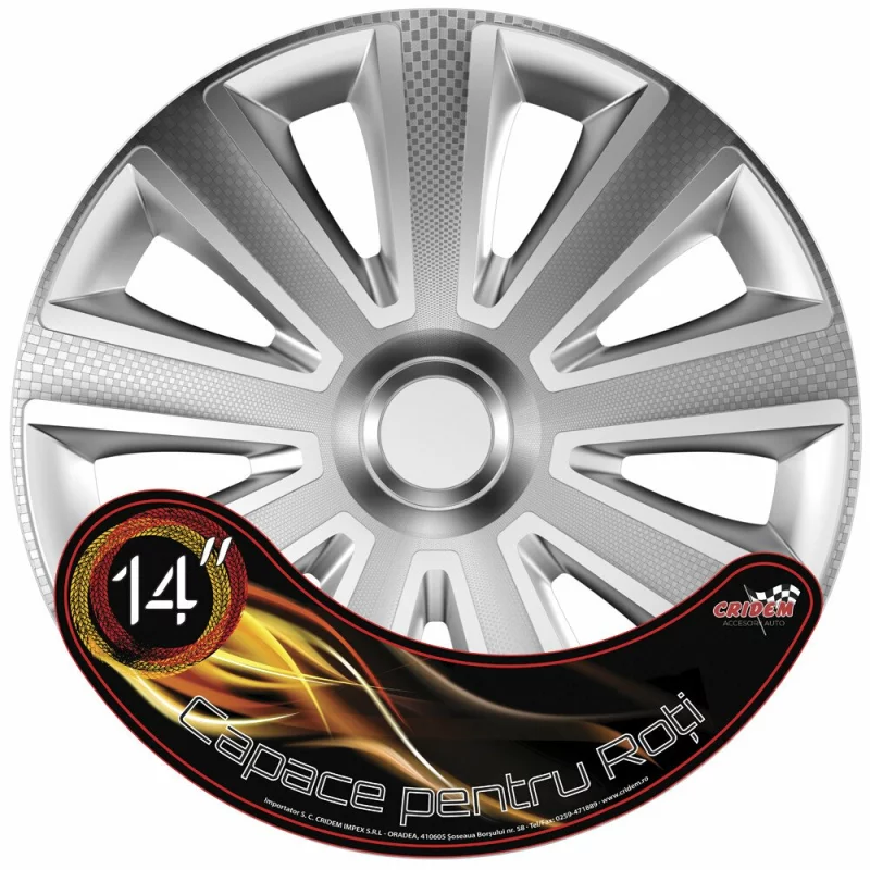 Set capace roti auto Cricem Aviator Carbon 4buc - Argintiu - 14'' Garage AutoRide