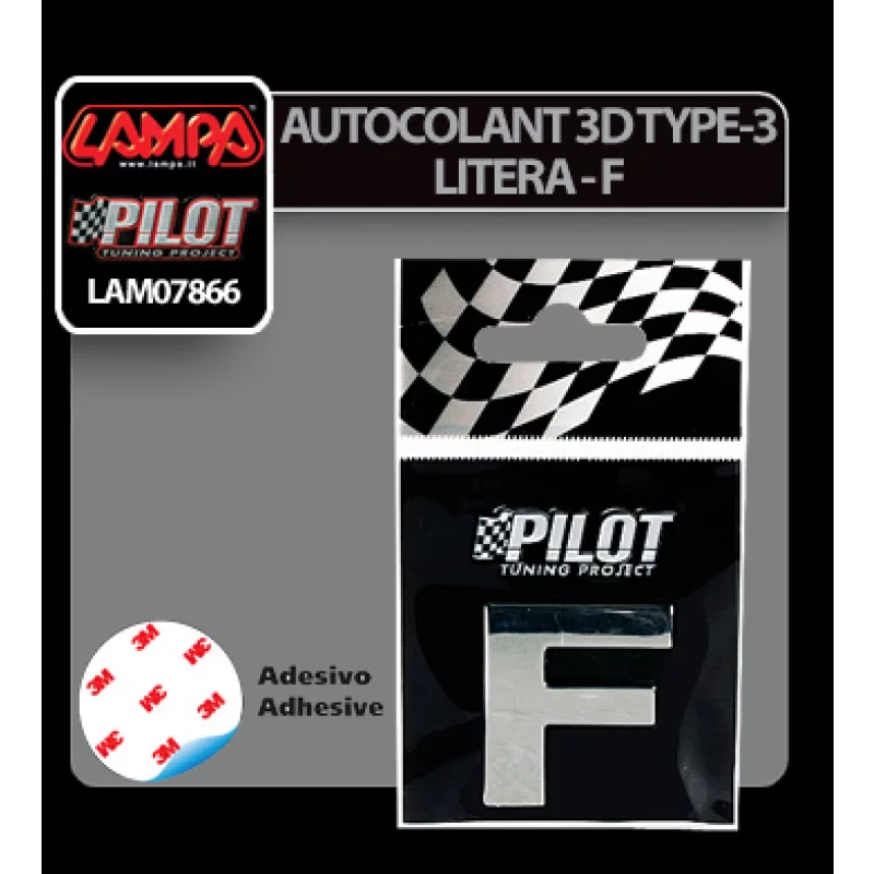 Autocolant 3D crom Type-3 (28mm) litera - F Garage AutoRide