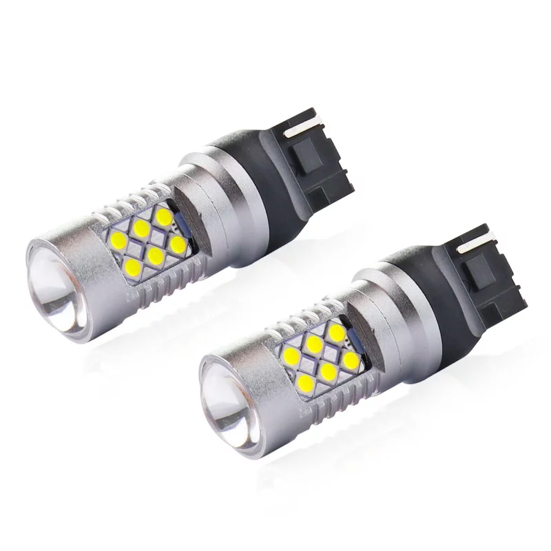 Bec Led 24SMD 3030 12/24V Lumina de zi semnalizare frana 7440 W21W T20 Canbus 2buc - Alb Garage AutoRide