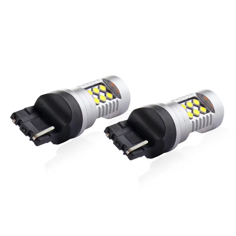 Bec Led 24SMD 3030 12/24V Lumina de zi semnalizare frana 7440 W21W T20 Canbus 2buc - Alb Garage AutoRide