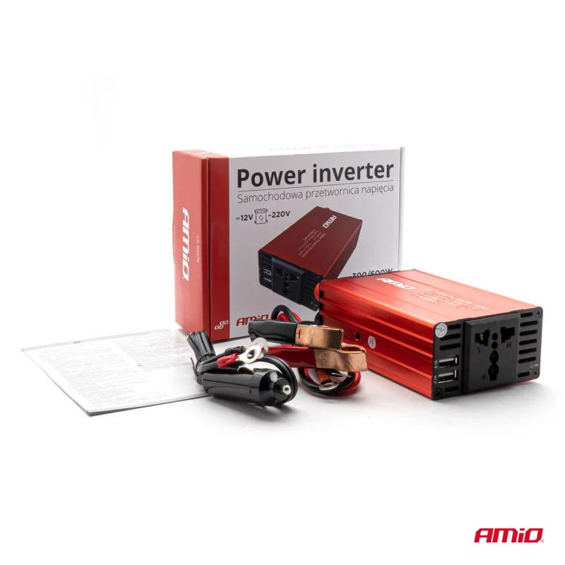 Invertor curent de la 12V la 220V 300/600W 2xUSB Amio Garage AutoRide