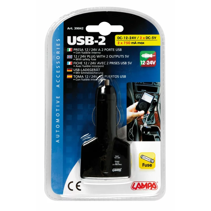 Priza dubla USB la bricheta 12/24V - 1000mA Garage AutoRide