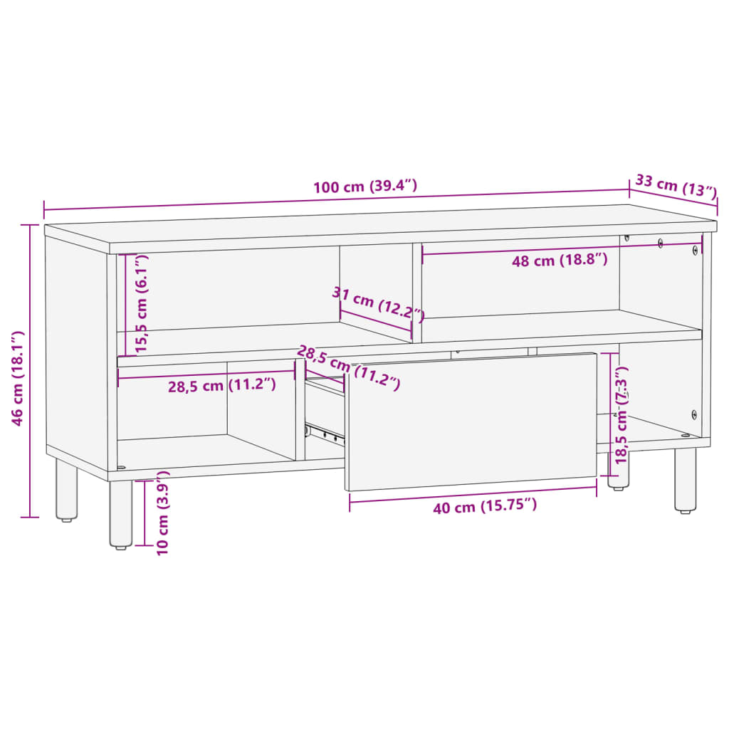 Dulap TV, negru, 100x33x46 cm, lemn prelucrat GartenMobel Dekor