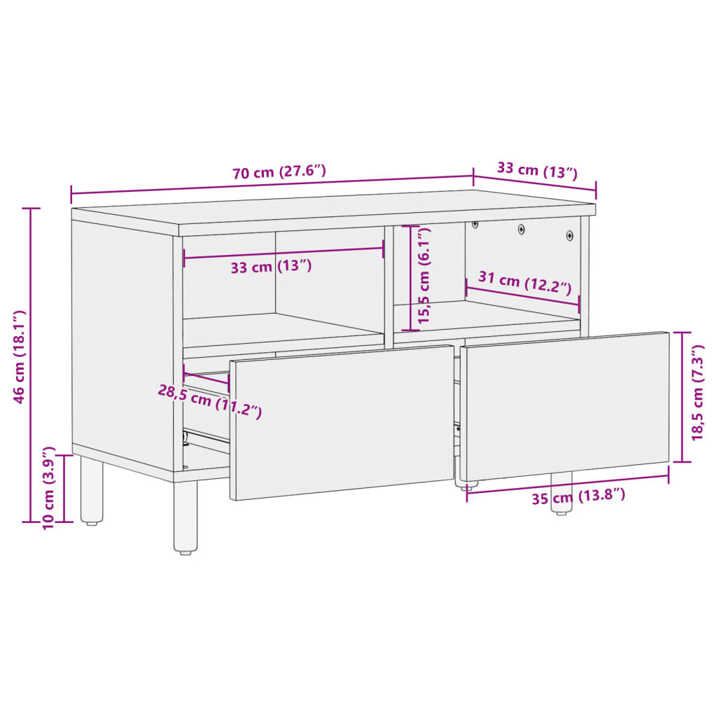 Dulap TV, negru, 70x33x46 cm, lemn prelucrat GartenMobel Dekor