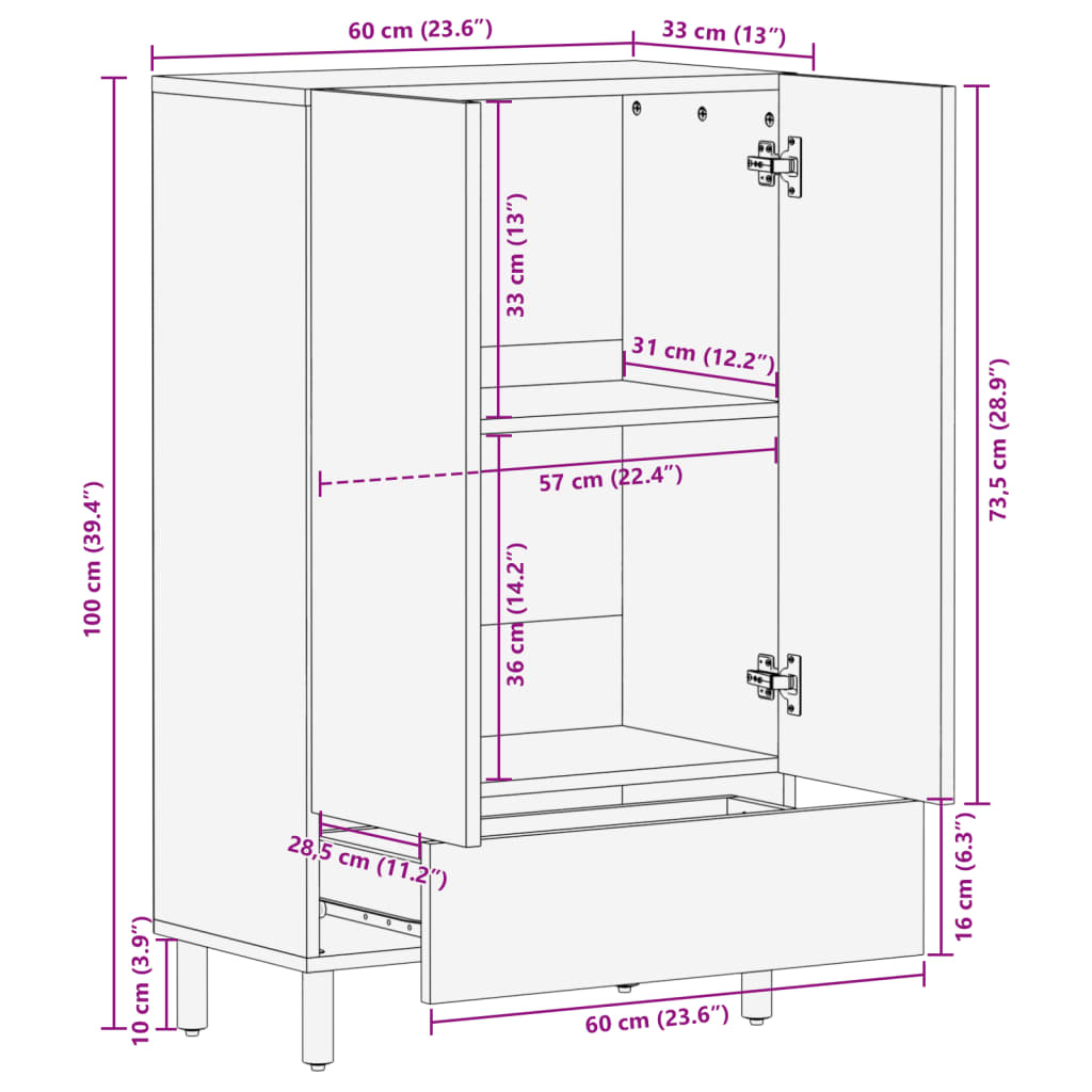 Dulap înalt, negru, 60x33x100 cm, lemn prelucrat GartenMobel Dekor