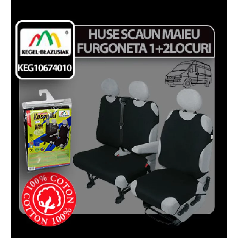 Huse scaun maieu furgoneta de transport Kegel 1+2Locuri - Negru Garage AutoRide