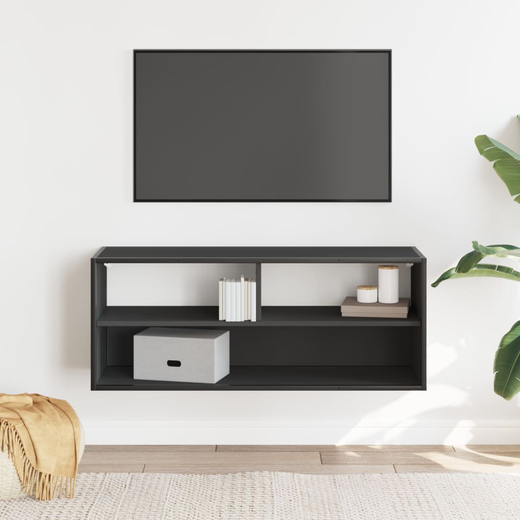 Dulap TV, negru, 100x31x39,5 cm, lemn prelucrat și metal GartenMobel Dekor
