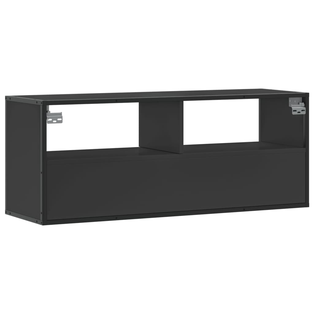 Dulap TV, negru, 100x31x39,5 cm, lemn prelucrat și metal GartenMobel Dekor